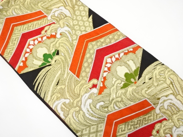 JAPANESE KIMONO / ANTIQUE FUKURO OBI / WOVEN KIKKO